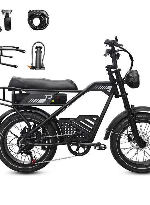 AVDLEU T3- Bicicleta eléctrica de 20"*4 - Motor de 250 W - Batería de 48 V 18,2 Ah