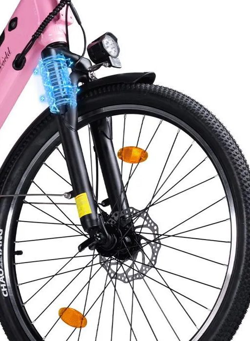 Bicicleta eléctrica AVDLEU-A32-rosa de 26" - Motor de 250 W - Batería de 36 V/12,8 Ah