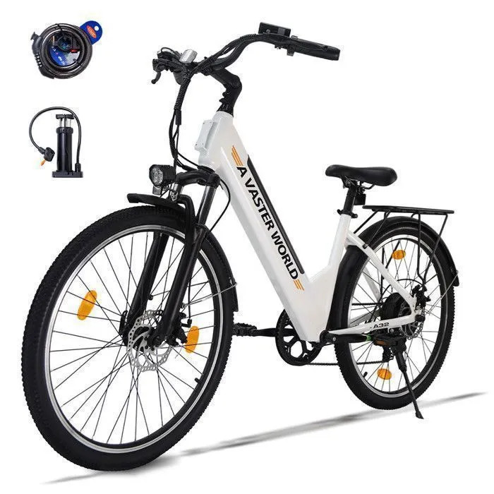 Bicicleta eléctrica AVDLEU de 26" AVDLEU A32- Motor de 250 W - Batería de 48 V/10,4 Ah