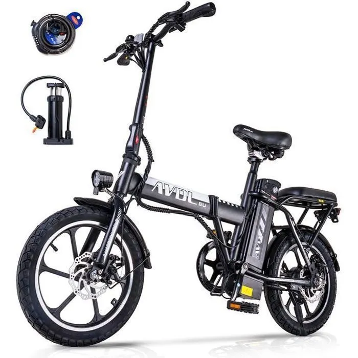 AVDLEU - Bicicleta eléctrica plegable - Ruedas de 16" - Motor de 250 W, 25 km/h