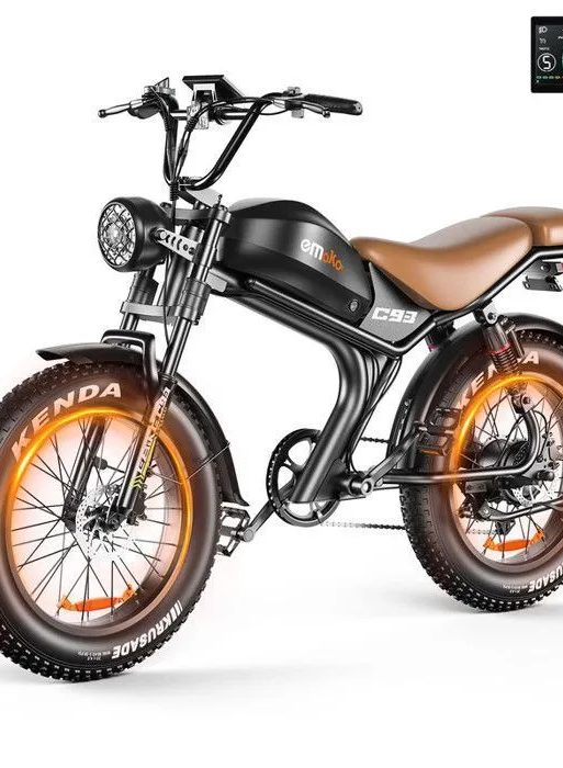 Emoko C93 - Bicicleta eléctrica de 20" con neumáticos anchos - Autonomía de 90 km - 48 V 20 Ah