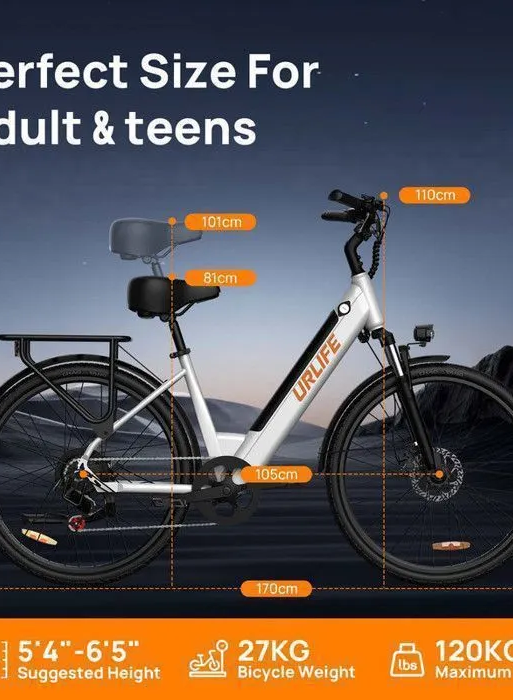 Bicicleta eléctrica URLIFE E26 de 26" - Motor de 350 W, batería de 36 V y 13 Ah