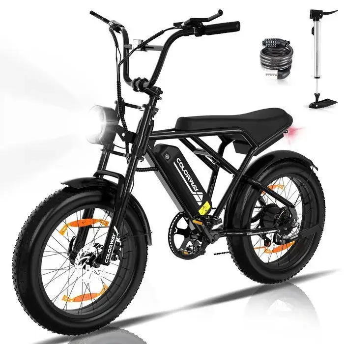 Bicicleta eléctrica (E-Bike) - COLORWAY - Negro - 20" con neumáticos anchos de 4.0"