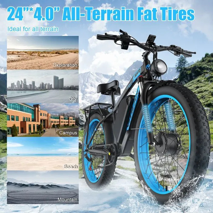 Bicicleta eléctrica de doble motor de 3000 W, Vitilan H5 - Neumáticos anchos todoterreno, batería de 52 Ah 2 Bicicleta eléctrica de doble motor de 3000 W, Vitilan H5 - Neumáticos anchos todoterreno, batería de 52 Ah - Imagen 1