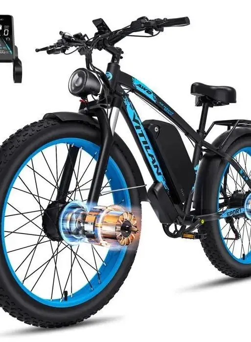 Bicicleta eléctrica de doble motor de 3000 W, Vitilan H5 - Neumáticos anchos todoterreno, batería de 52 Ah