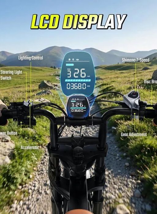 Bicicleta eléctrica para adultos (1500 W de potencia máxima) - Neumático ancho de 20"