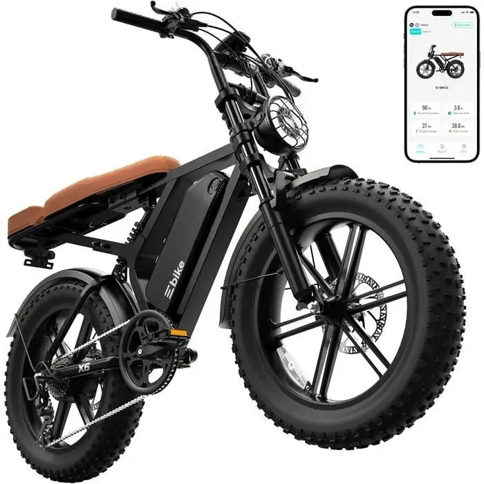 Bicicleta eléctrica para adultos (1500 W de potencia máxima) - Neumático ancho de 20"